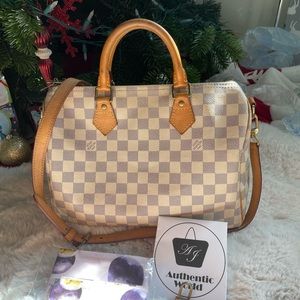 Authentic Louis Vuitton LV Speedy 30 Bandouliere Azur crossbody bag